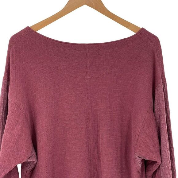 We The Free Back At It Henley Top Long Sleeves Oversized Slouchy Burgundy Small - Picture 8 of 12